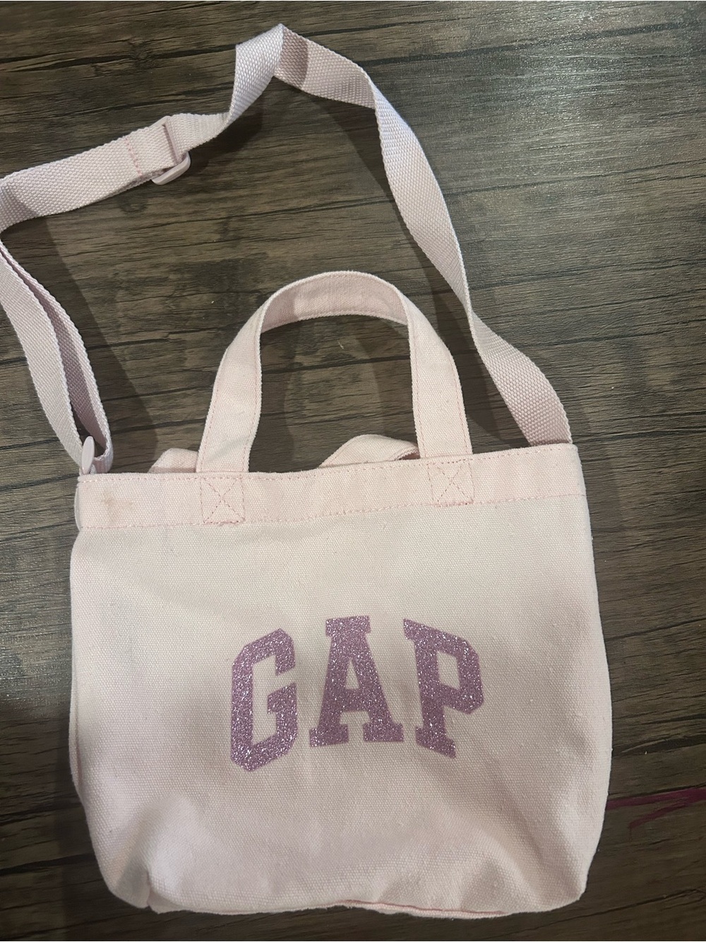 GAP Pink Canvas Mini Tote with Glitter Logo